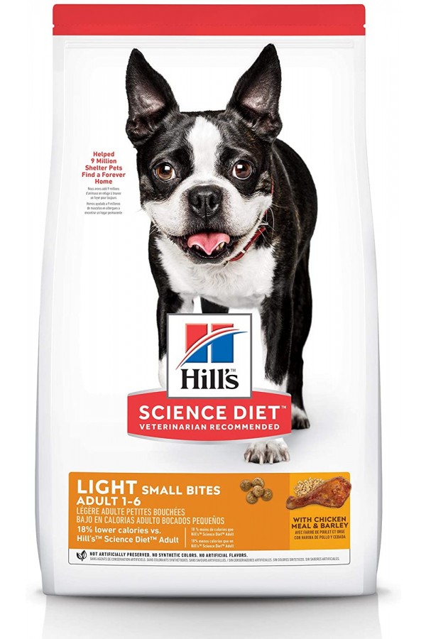 Hill's Science Diet Dry Dog Food, Adult, Light for Weight Management, Small Bites, Chicken Meal & Barley Recipe