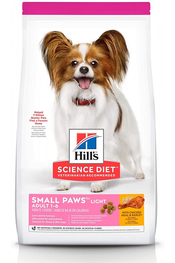 Hill's Science Diet Dry Dog Food, Adult, Light, Small Paws, Chicken Meal & Barley Recipe