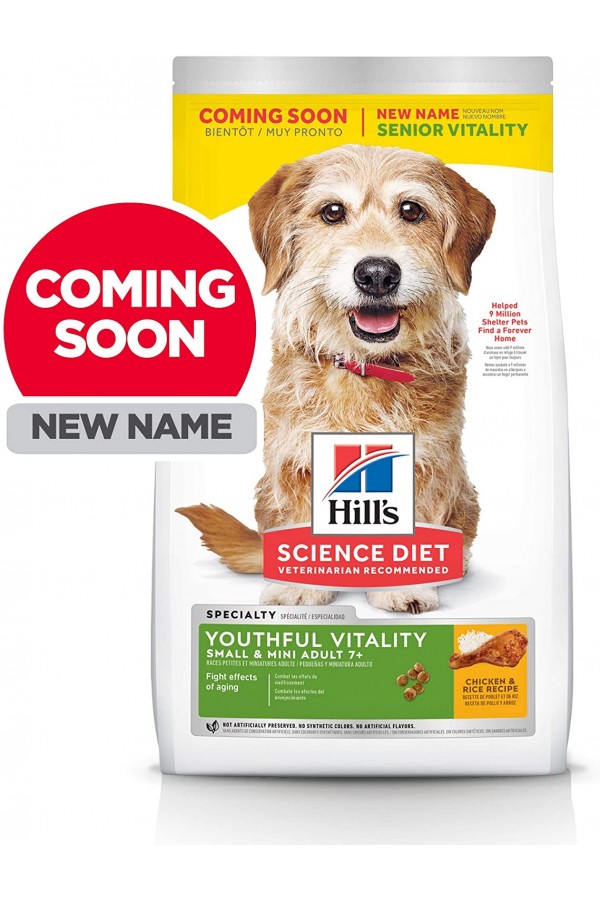 Hill's Science Diet Adult 7+ Youthful Vitality Small & Mini Chicken & Rice Recipe Dry Dog Food