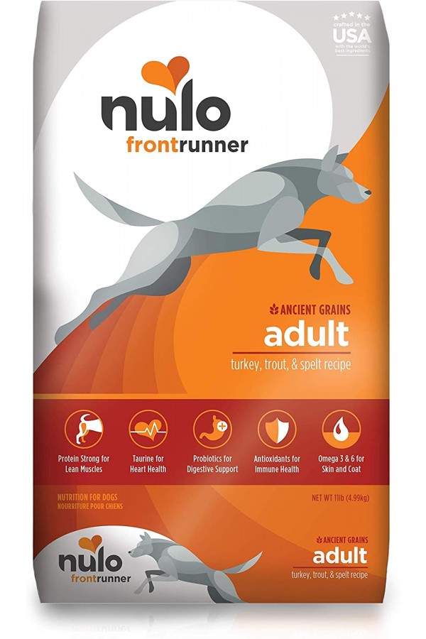 Nulo Frontrunner Dry Dog Food for Adult Dogs – Ancient Grain Inclusive Recipe - All Natural Pet Foods with High Taurine Levels - Animal Protein for Lean Strong Muscles