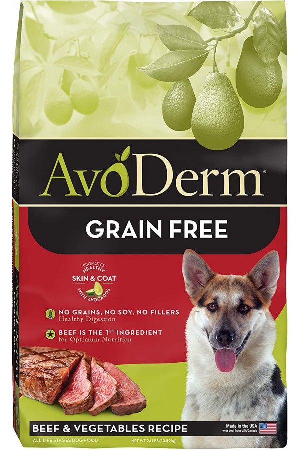 AvoDerm Natural All Life Stages Dry & Wet Dog Food, Grain Free, Beef & Vegetables Recipe