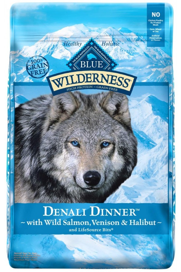 Blue Buffalo Wilderness Denali Dinner High Protein Grain Free, Natural Dry Dog Food with Wild Salmon, Venison & Halibut