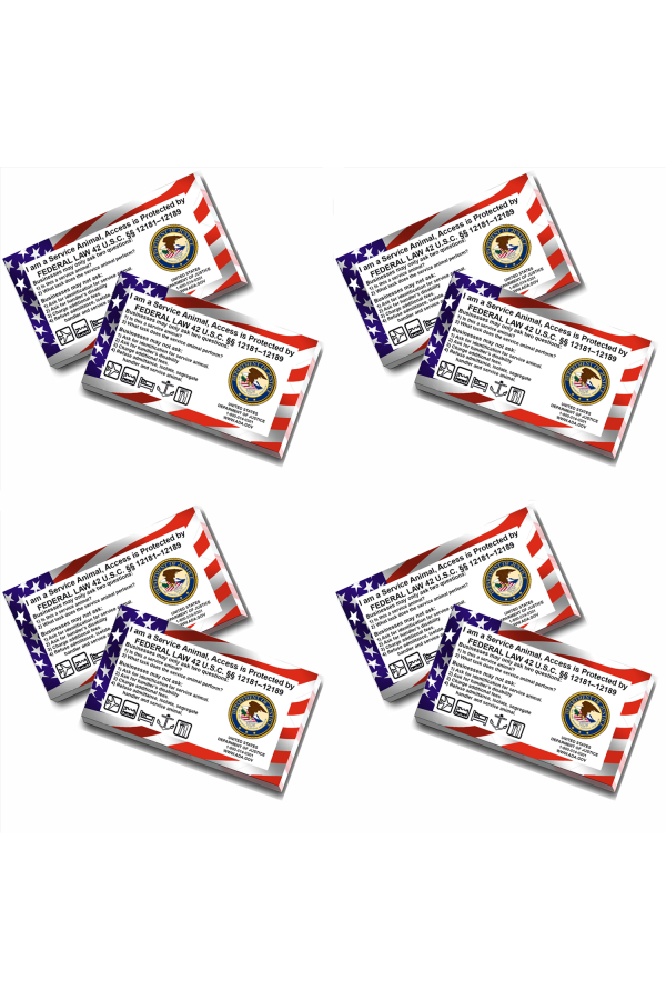 Service Dog Cards, 250 Double Sided ADA Info Cards explain your legal rights by CNATTAGS