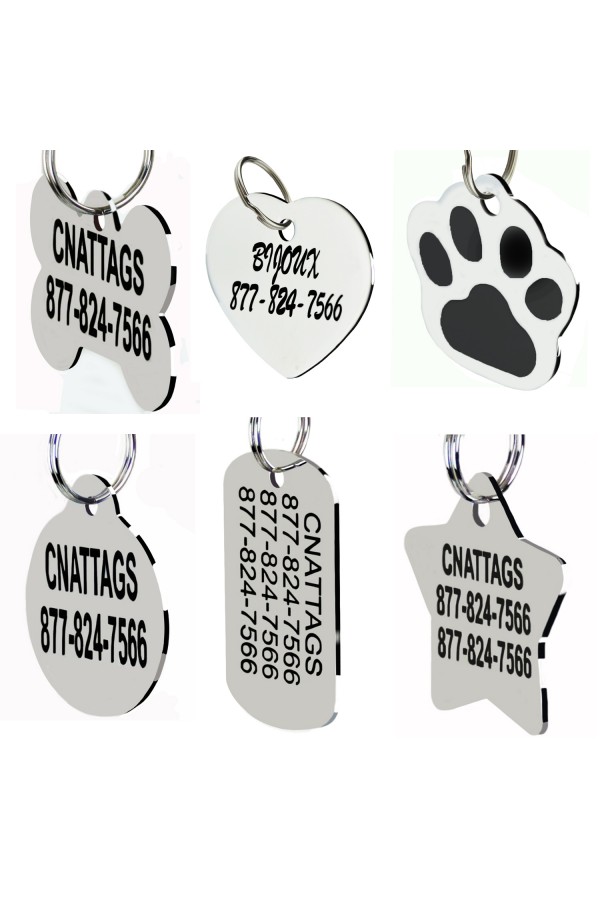 As low as $1.49/each Bulk Price - Premium Stainless Steel Pet ID Tags Many Shape, Personalized Front and Back For Dogs and Cats