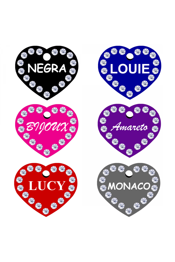 Swarovski Crystals Pet ID Tags Personalized Various Shapes Premium Aluminum by CNATTAGS (Main)