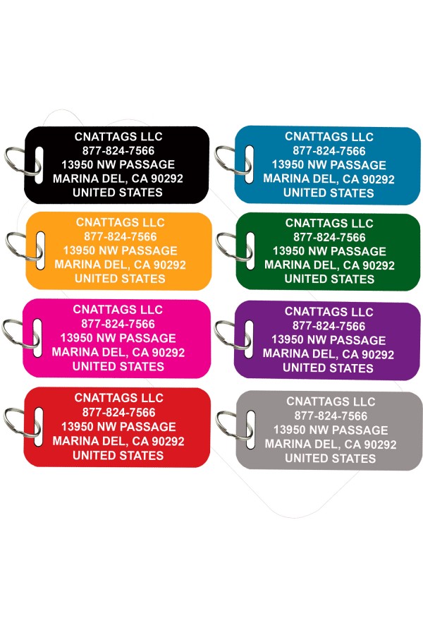 CNATTAGS Pet ID Tags Luggage/Carrier Shape, 8 Colors, Personalized Premium Aluminum