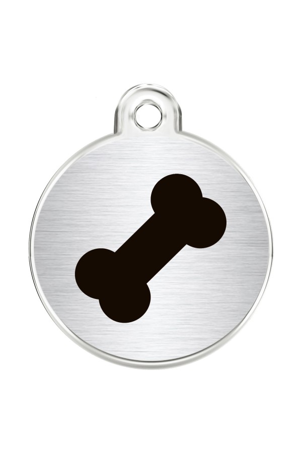 CNATTAGS Stainless Steel Pet ID Tags Personalized Designers Round Various Designs (Bone)