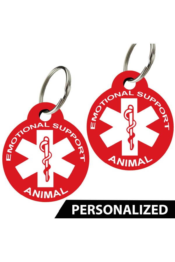ESA - Emotional Support Animal Pet Tags - Personalized (Round) (Set of 2)