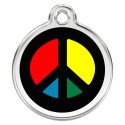 CNATTAGS Personalized Stainless Steel with Enamel Pet ID Tags Designers Round Peace Sign