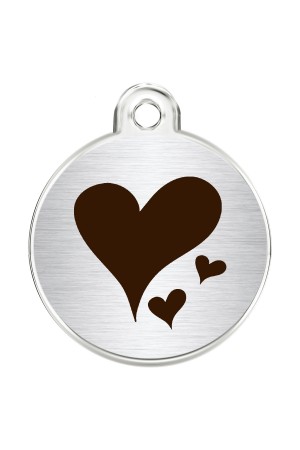 CNATTAGS Stainless Steel Pet ID Tags Personalized Designers Round Various Designs (Hearts)
