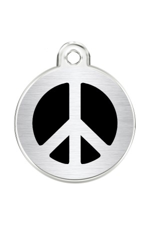 CNATTAGS Stainless Steel Pet ID Tags Personalized Designers Round Various Designs (Peace)