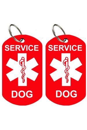 Service Dog - Pet ID Tags, Various Shapes and Colors, Doubled Sided Medical Alert Symbol , Premium Aluminum (Set of 2)