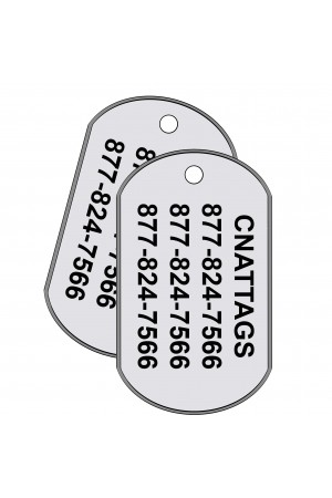 Dog Tags - GI Rolled Edge US Military Shape, Personalized, Stainless Steel, Set of 2