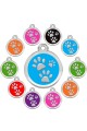 Stainless Steel with Enamel Pet ID Tags Personalized Designers Round Paws