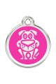  CNATTAGS Personalized Stainless Steel with Enamel Pet ID Tags Designers Round Dog Pink Hot