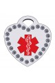 CNATTAGS - STAINLESS STEEL DESIGNERS CRYSTAL HEART MEDICAL ALERT PERSONALIZED ENGRAVED PET ID TAG