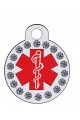 CNATTAGS - STAINLESS STEEL DESIGNERS CRYSTAL ROUND-HEART MEDICAL ALERT PERSONALIZED ENGRAVED PET ID TAG