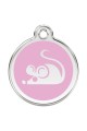  CNATTAGS Personalized Stainless Steel with Enamel Pet ID Tags Designers Round Mouse Pink Light