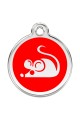  CNATTAGS Personalized Stainless Steel with Enamel Pet ID Tags Designers Round Mouse Red