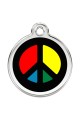 CNATTAGS Personalized Stainless Steel with Enamel Pet ID Tags Designers Round Peace Sign Black
