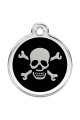  CNATTAGS Personalized Stainless Steel with Enamel Pet ID Tags Designers Round Skull Black