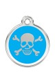  CNATTAGS Personalized Stainless Steel with Enamel Pet ID Tags Designers Round Skull Aqua