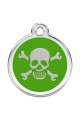  CNATTAGS Personalized Stainless Steel with Enamel Pet ID Tags Designers Round Skull Green