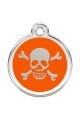  CNATTAGS Personalized Stainless Steel with Enamel Pet ID Tags Designers Round Skull Orange