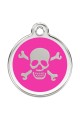  CNATTAGS Personalized Stainless Steel with Enamel Pet ID Tags Designers Round Skull Pink Hot