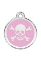  CNATTAGS Personalized Stainless Steel with Enamel Pet ID Tags Designers Round Skull Pink Light