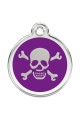  CNATTAGS Personalized Stainless Steel with Enamel Pet ID Tags Designers Round Skull Purple