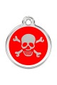  CNATTAGS Personalized Stainless Steel with Enamel Pet ID Tags Designers Round Skull Red