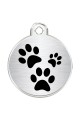 CNATTAGS Stainless Steel Pet ID Tags Personalized Designers Round Various Designs (Paws)