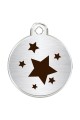 CNATTAGS Stainless Steel Pet ID Tags Personalized Designers Round Various Designs (Stars)